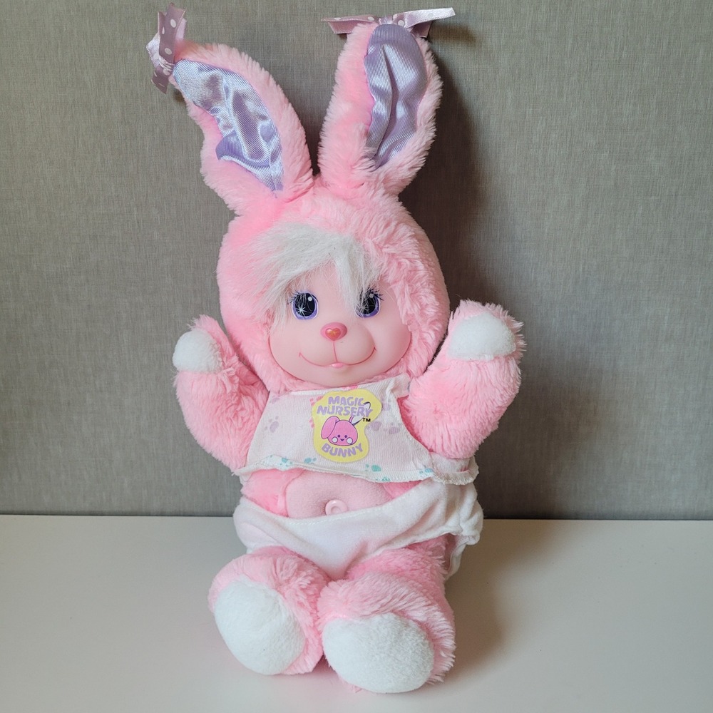Mattel Magic Nursery Bunny Kids Pink 1990 Vintage Plush Toy Stuffed Animal